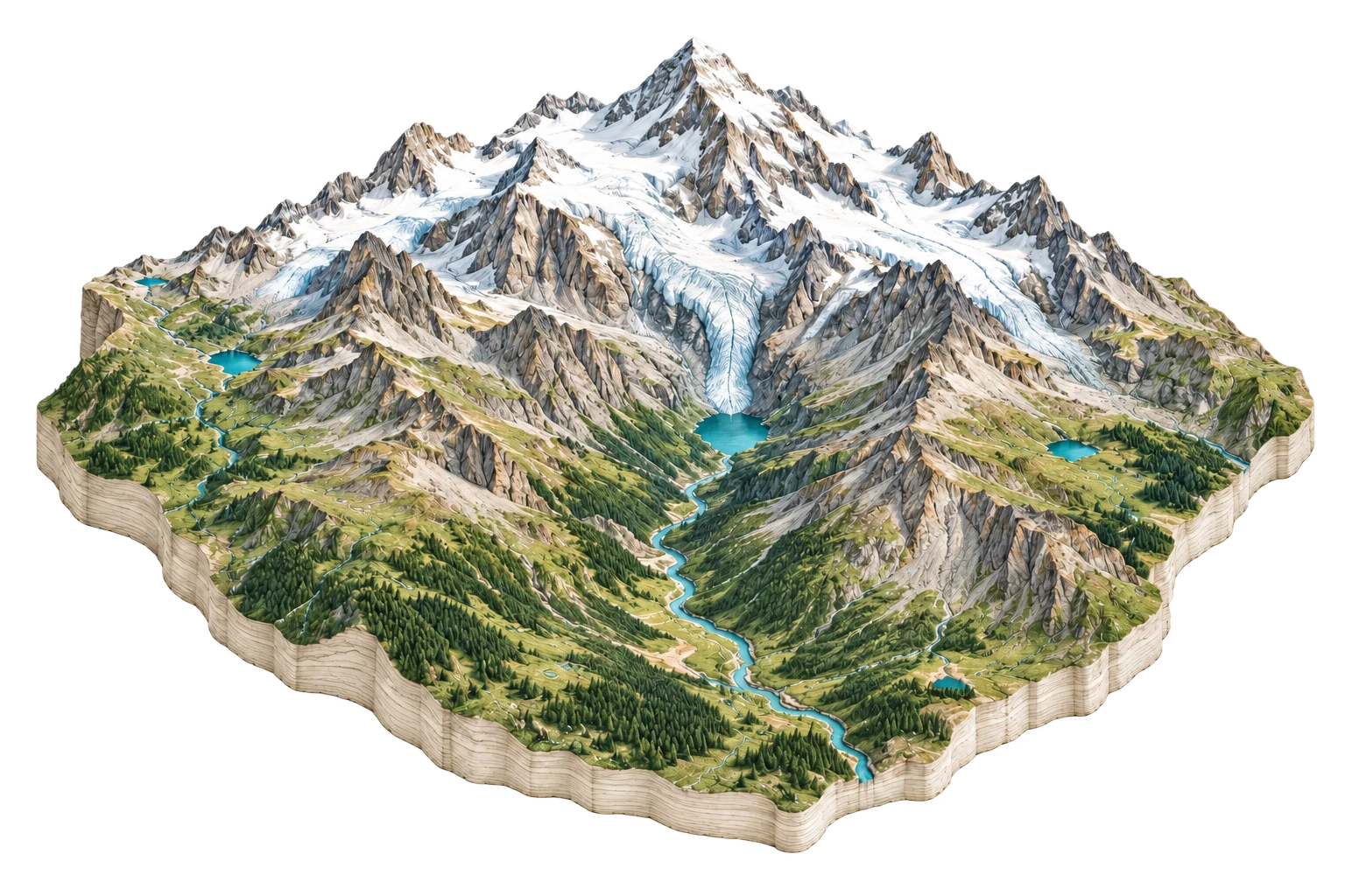 Illustrative terrain study for Denali & The Alaska Range
