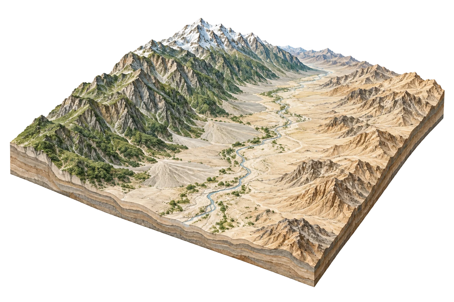 Illustrative terrain study for Owens Valley & The Eastern Sierra